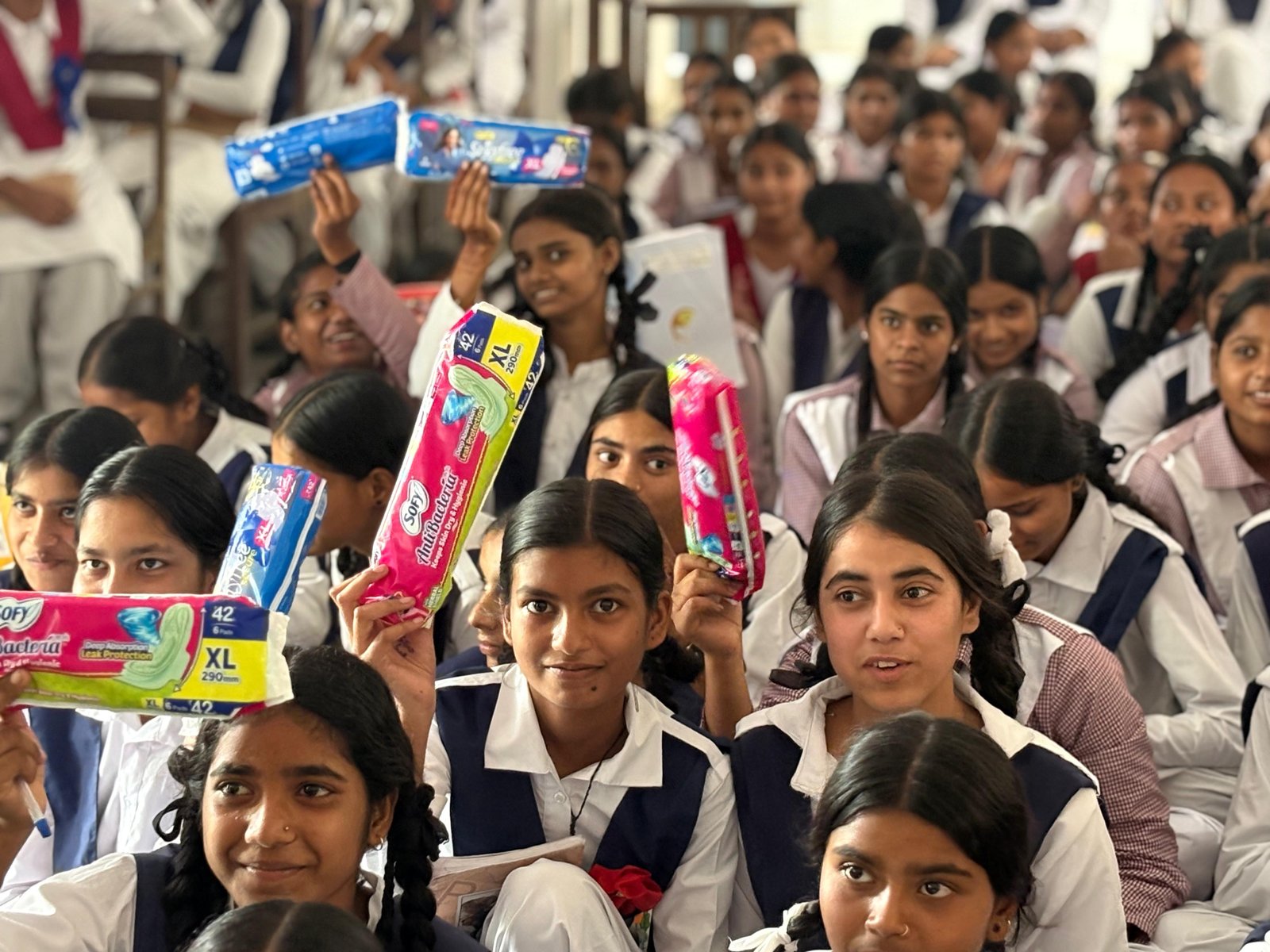 School Girls Holding Pads
